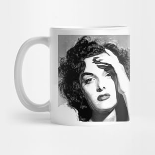 Woman with hand on face protecting from sunlight Mug